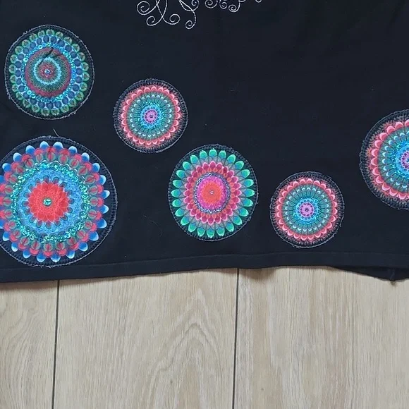 Desigual Black Dress with Colorful Embroidery size M - Picture 4 of 12